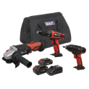 Sealey 3 x SV20 Series Cordless Tool Combo Kit 20V - 2 Batteries