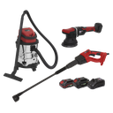 Sealey 3 x SV20 Series Cordless Car Valeting Combo Kit 20V - 2 Batteries
