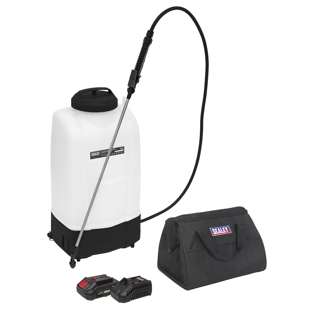 Sealey SV20 Series 15L Cordless Garden Backpack Sprayer 20V 2Ah