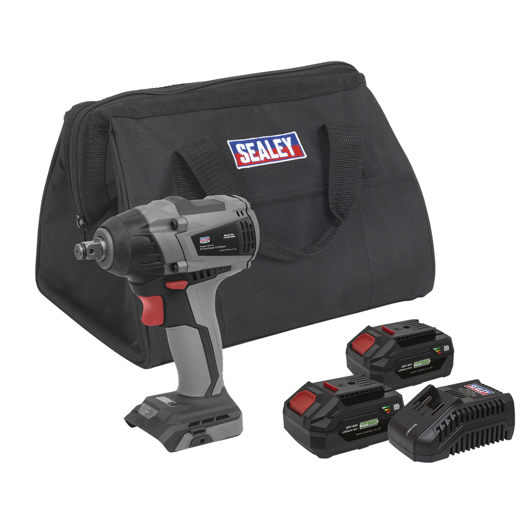 Premier SV20 Series 1/2"Sq Drive Brushless Cordless Impact Wrench Kit 20V 4Ah - 2 Batteries
