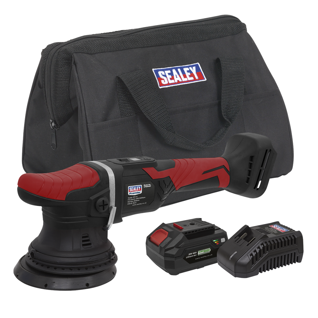 Sealey Premier SV20 Series 125mm Cordless Orbital Polisher Kit 20V 4Ah
