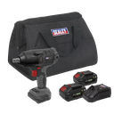 Sealey Premier SV20 Series 1/2"Sq Drive Brushless Cordless Impact Wrench Kit 20V 4Ah - 2 Batteries