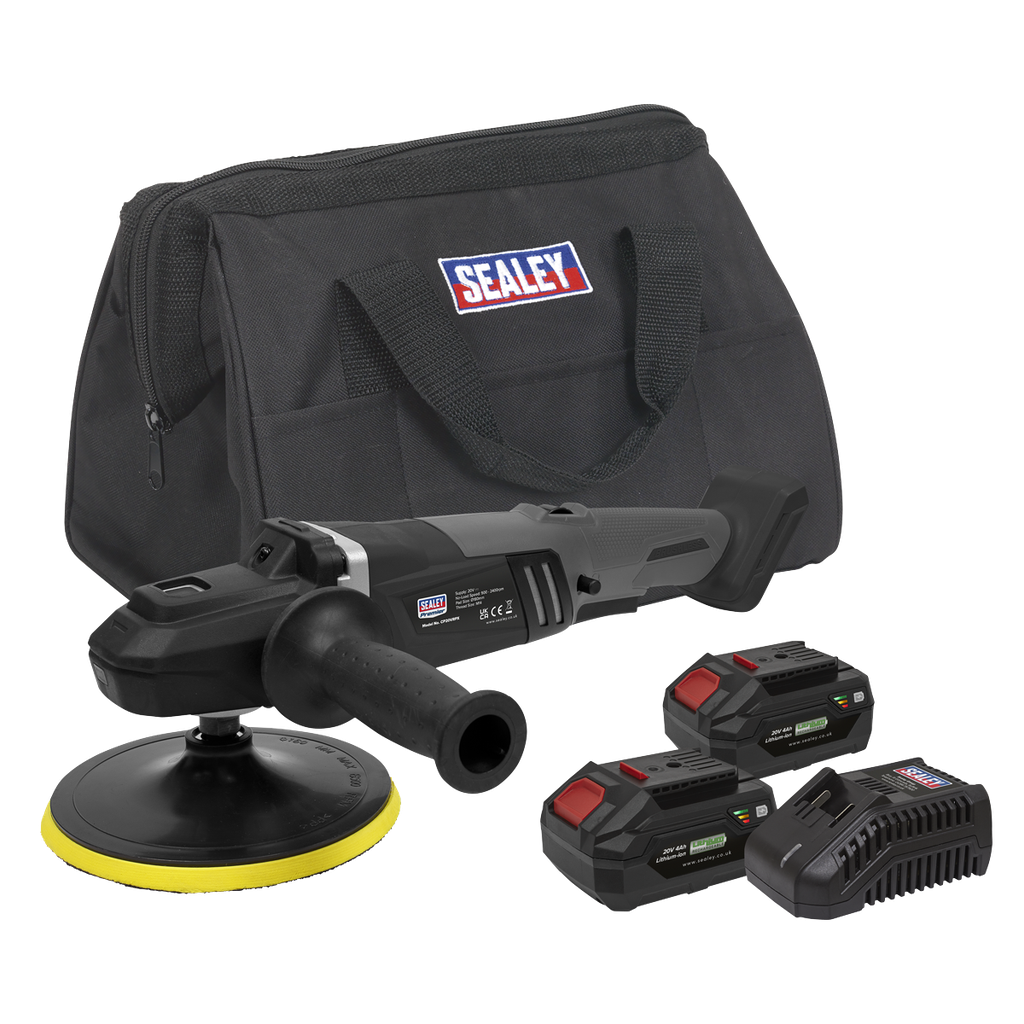 Premier SV20 Series 180mm Brushless Cordless Rotary Polisher 20V 4Ah - 2 Batteries