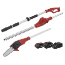 Sealey SV20 Series Cordless Telescopic Hedge Trimmer & Chainsaw Kit 20V - 2 Batteries
