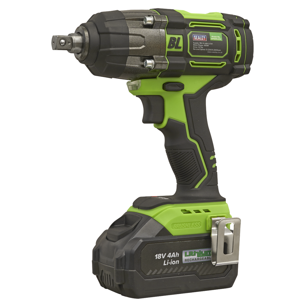 Sealey 1/2"Sq Drive Cordless Brushless Impact Wrench 18V 4Ah