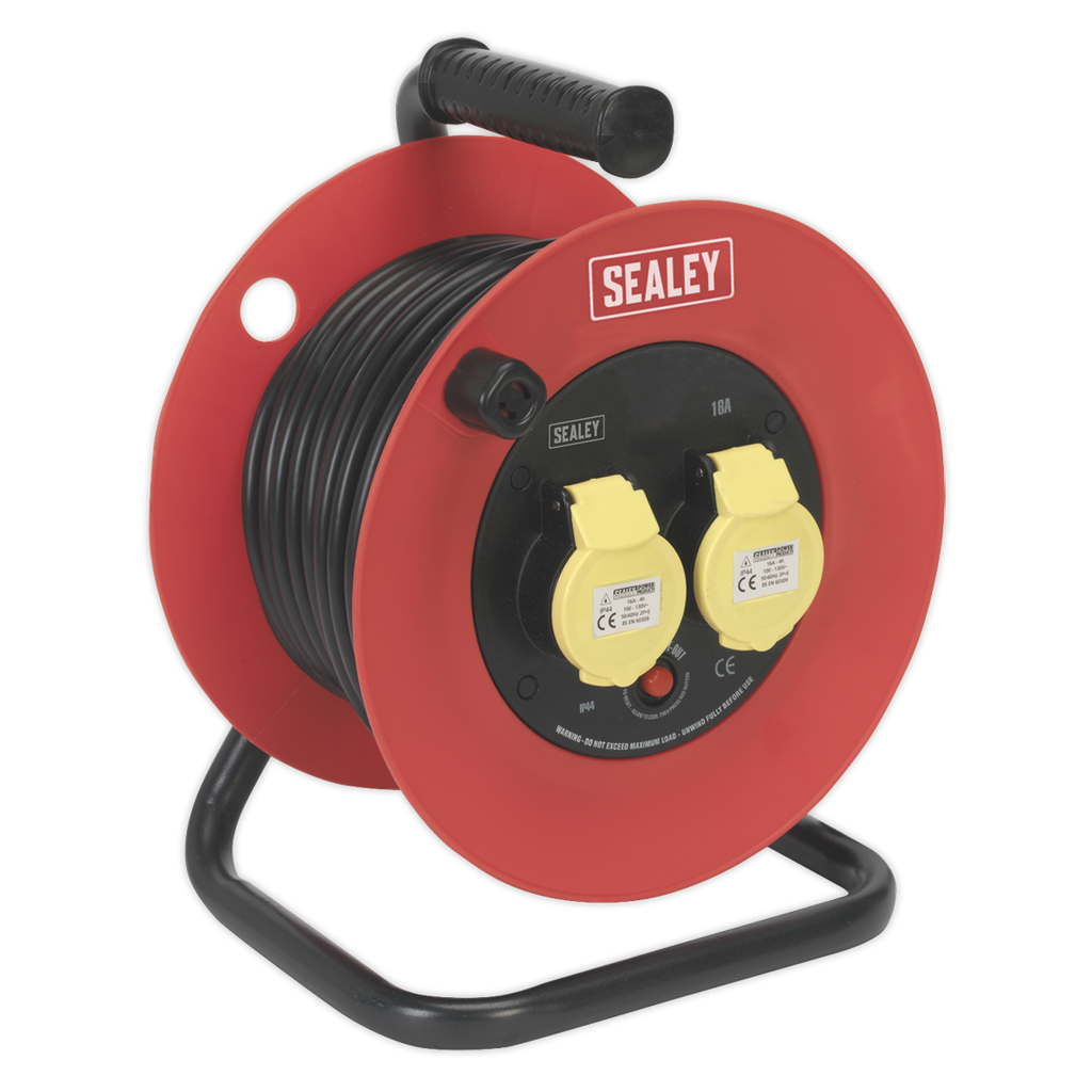Sealey 25m Heavy-Duty Cable Reel with Thermal Trip 2 x 110V
