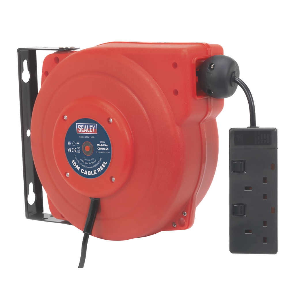 Sealey 10m Retractable Cable Reel System 2 x 230V