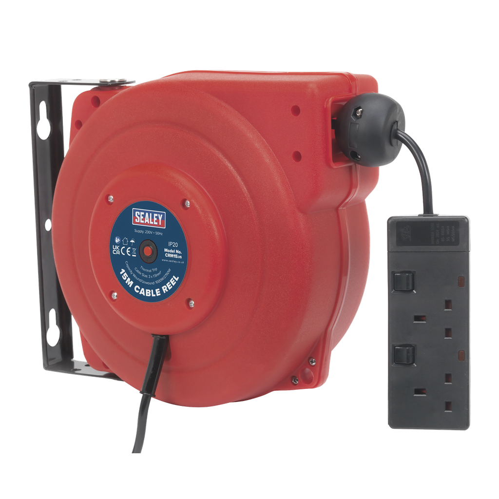 Sealey 15m Retractable Cable Reel System 2 x 230V