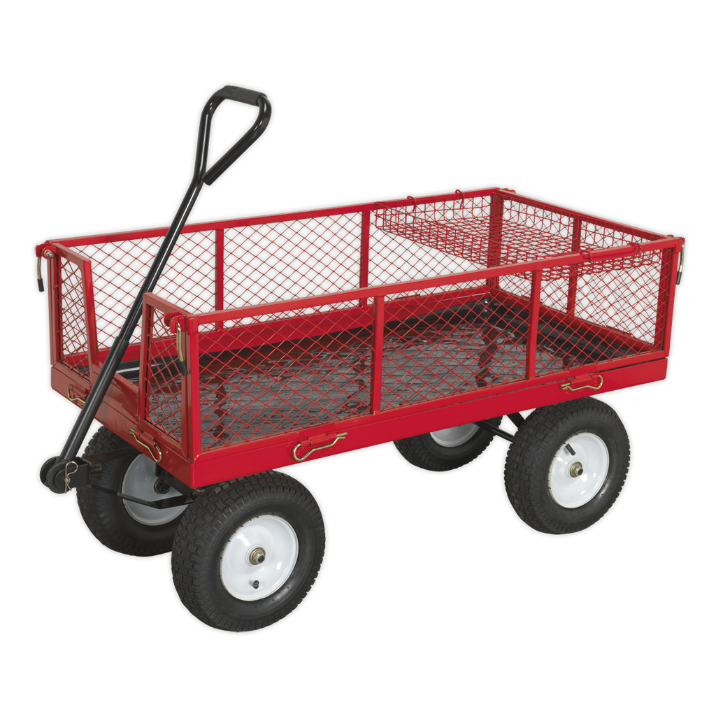 Sealey Platform Truck with Sides Pneumatic Tyres 450kg Capacity