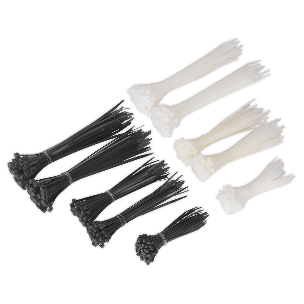 Sealey Cable Tie Assortment, Black/White - Pack of 600