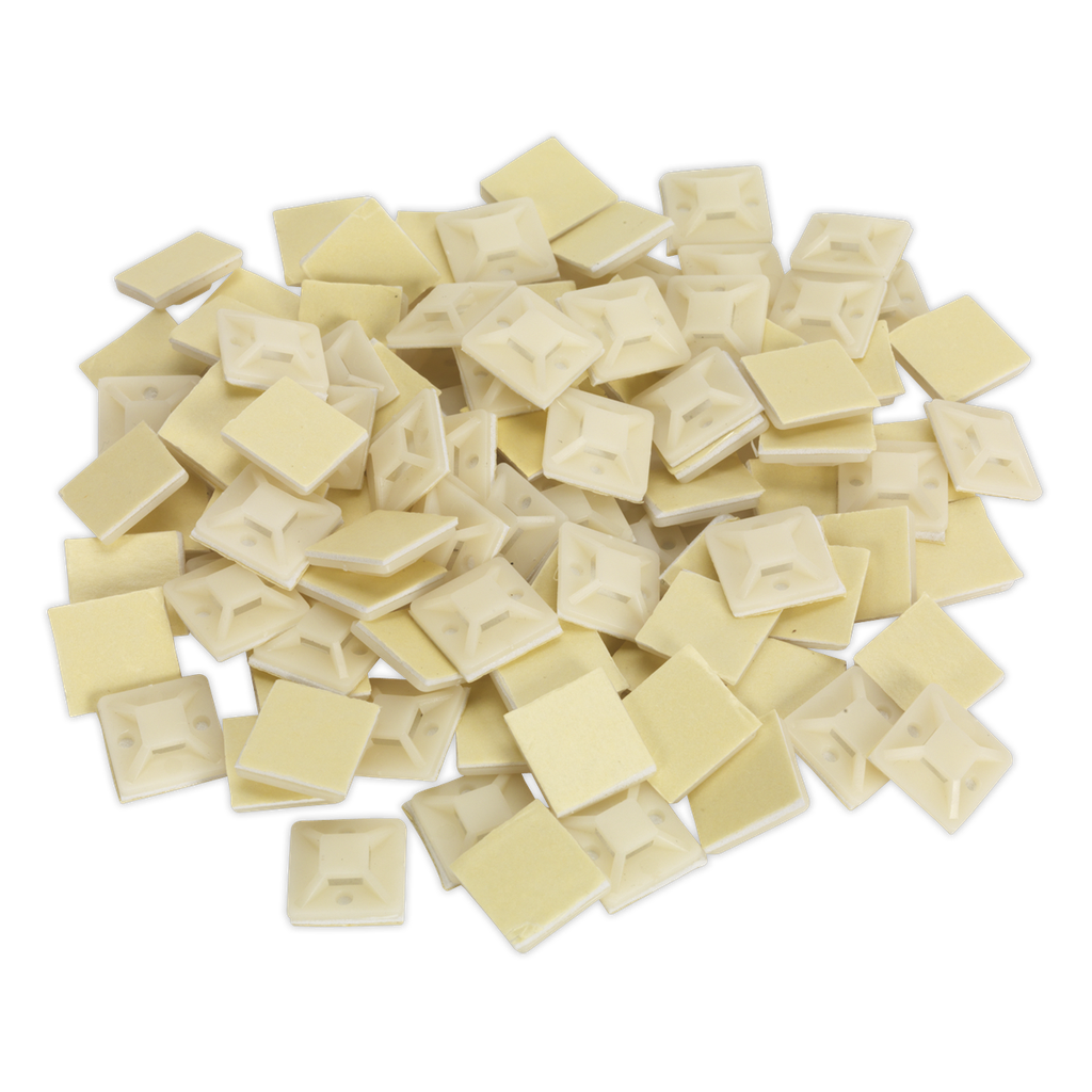 Self-Adhesive Cable Tie Mount 20 x 20mm, White - Pack of 100