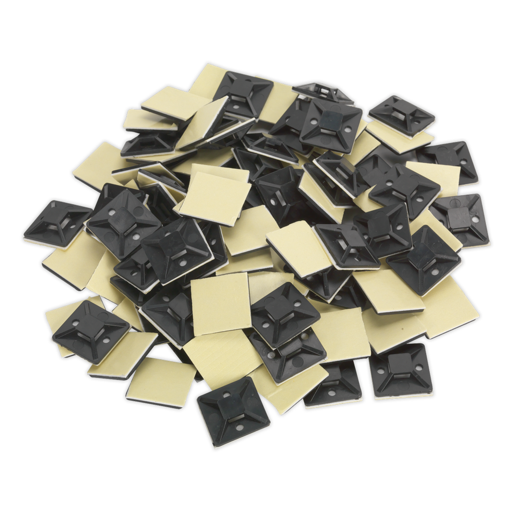 Sealey Self-Adhesive Cable Tie Mount 30 x 30mm, Black - Pack of 100