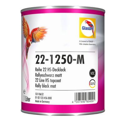 1ltr Glasurit 22-1250-M High Solid Acryl Base Colour Matt Black (Each)