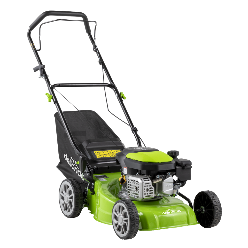 Dellonda Hand-Propelled Petrol Lawnmower Grass Cutter, 127cc 16"/41cm 4-Stroke