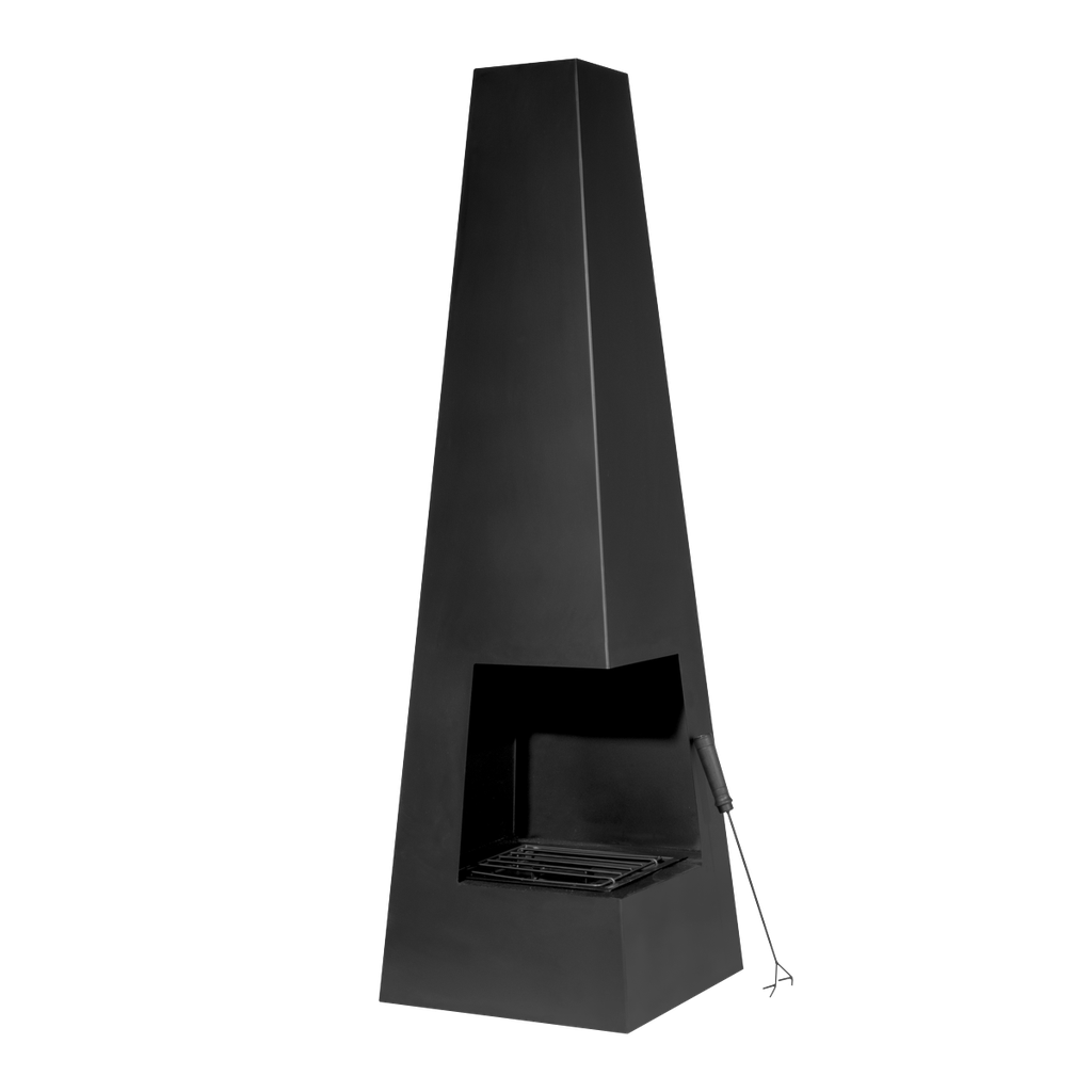 Sealey Dellonda Chiminea, Wood Burner, Heater for Outdoors W45cm x H150cm - Black Steel