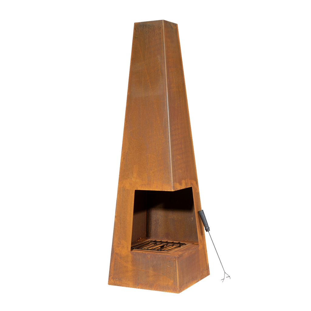 Dellonda Chiminea, Wood Burner, Heater for Outdoors W45cm x H150cm, Corten Steel