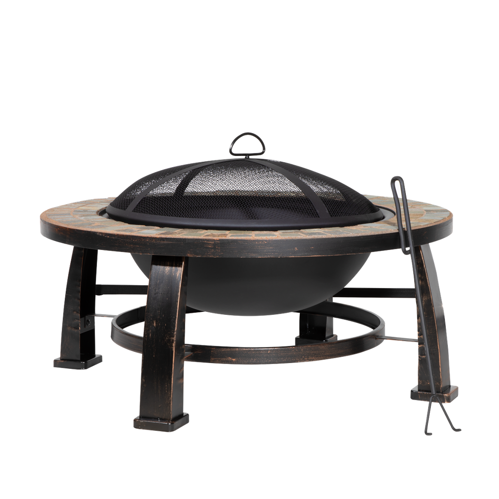 Dellonda 76cm Deluxe Traditional Style Fire Pit/Fireplace/Outdoor Heater - Slate