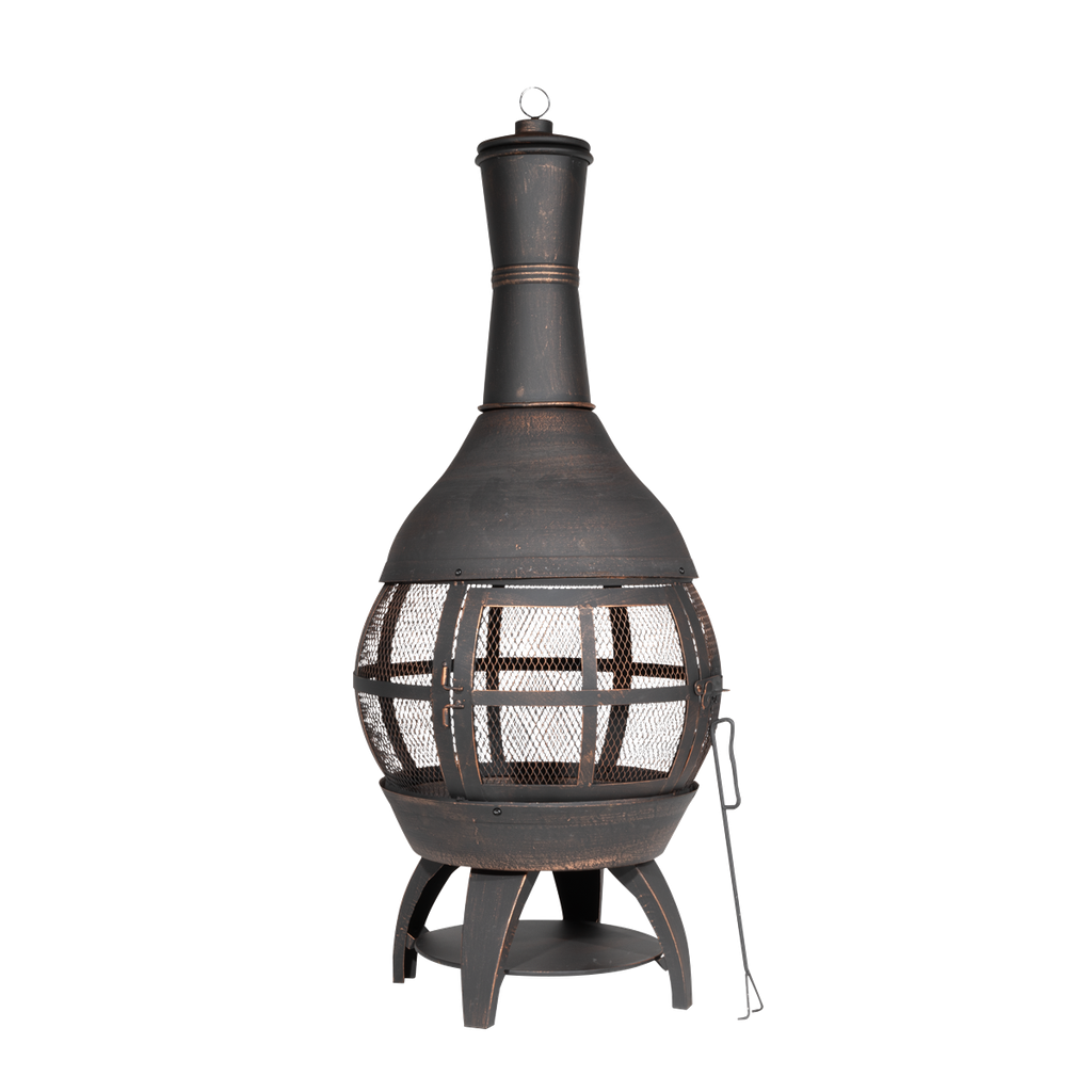 Dellonda Deluxe 360° Chiminea/Fire Pit/Outdoor Heater - Antique Bronze Finish - DG112