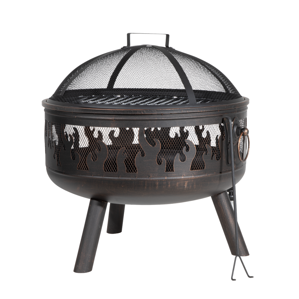 Dellonda Deluxe Fire Pit Fireplace Outdoor Patio Heater, Cooking Grill & Poker 61cm