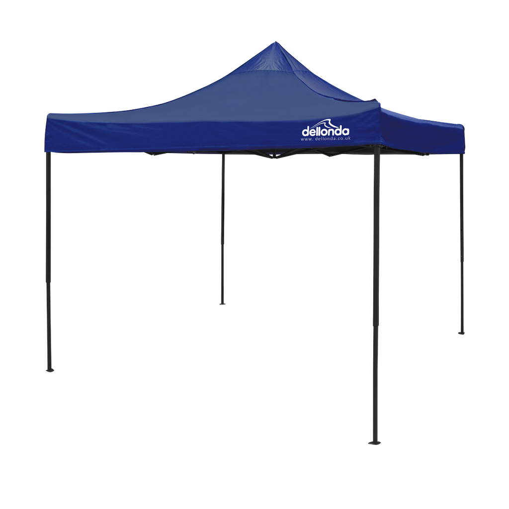 Dellonda Premium 3 x 3m Pop-Up Gazebo, PVC Coated, Water-Resistant Fabric, Supplied with Carry Bag, Rope, Stakes & Weight Bags - Blue Canopy
