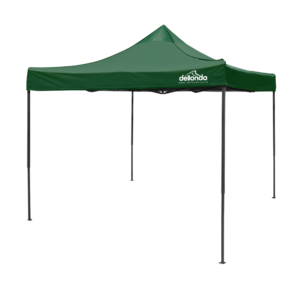 Dellonda Premium 3 x 3m Pop-Up Gazebo, PVC Coated, Water-Resistant Fabric, Supplied with Carry Bag, Rope, Stakes & Weight Bags - Dark Green Canopy