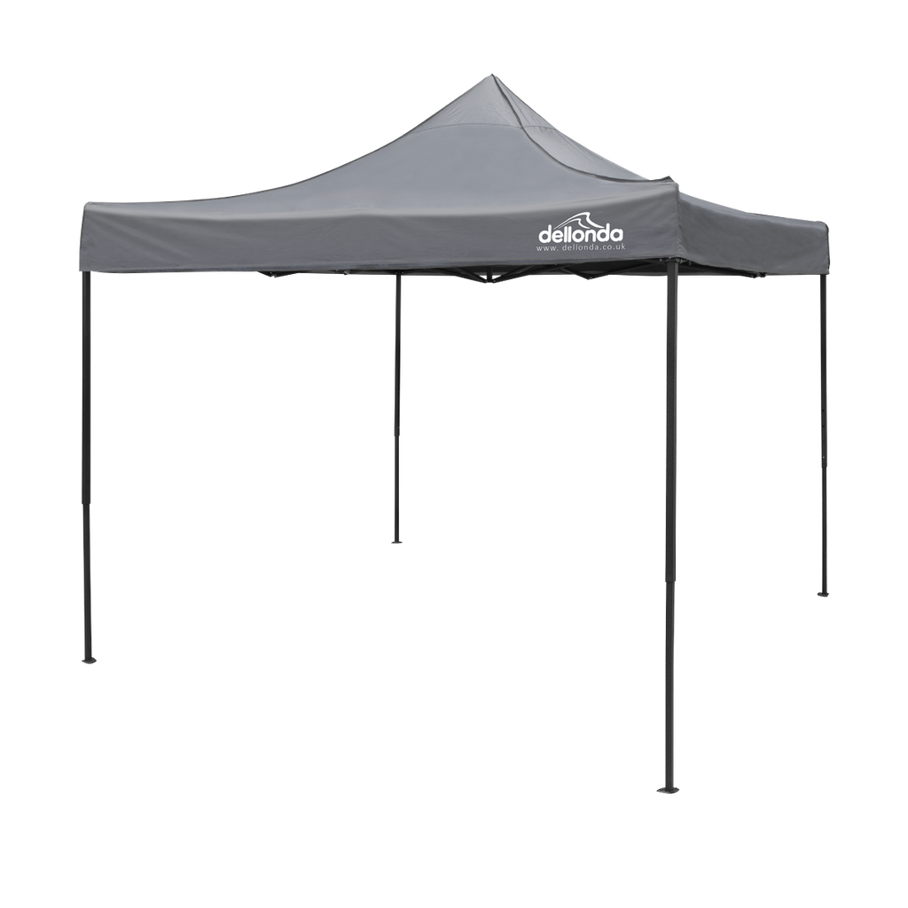 Dellonda Premium 3 x 3m Pop-Up Gazebo, PVC Coated, Water-Resistant Fabric, Supplied with Carry Bag, Rope, Stakes & Weight Bags - Grey Canopy