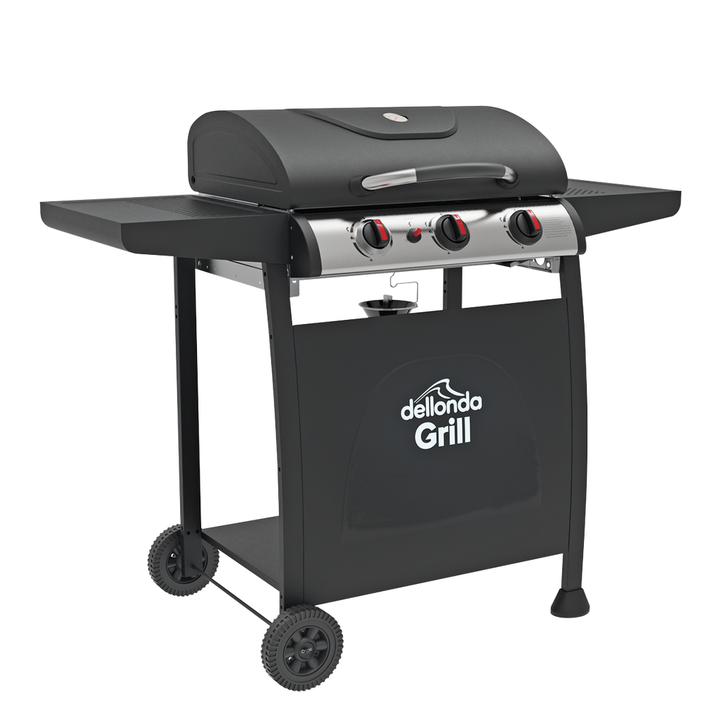Dellonda 3 Burner Gas BBQ Grill with Piezo Ignition & Thermometer