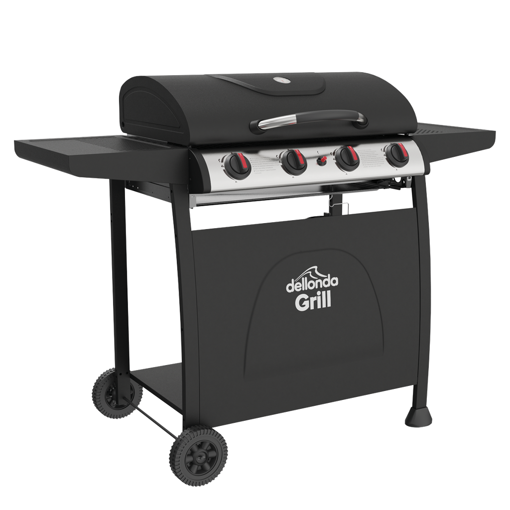 Dellonda 4 Burner Gas BBQ Grill with Piezo Ignition & Thermometer