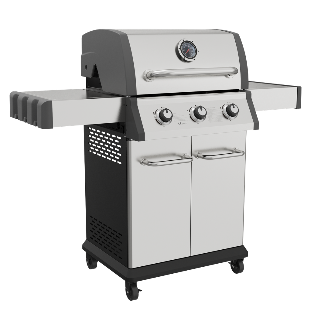 Dellonda 3 Burner Deluxe Gas BBQ Grill with Piezo Ignition & Thermometer - Stainless Steel