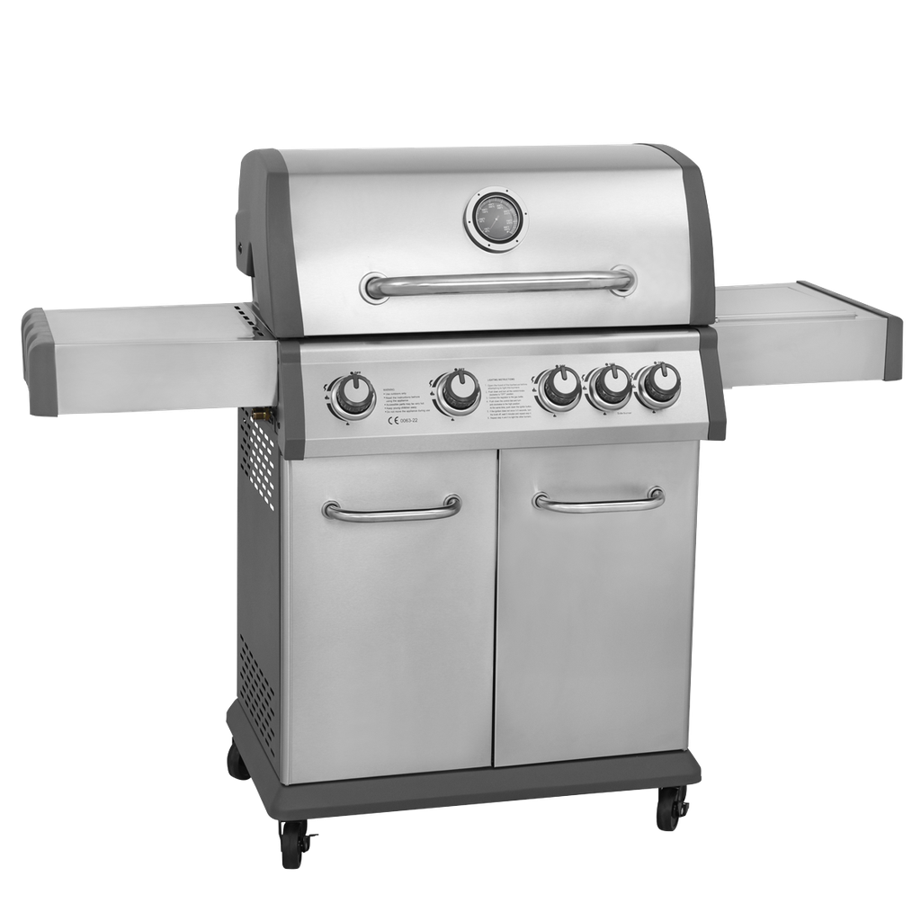 Dellonda 4+1 Burner Deluxe Gas BBQ Grill with Piezo Ignition & Thermometer - Stainless Steel