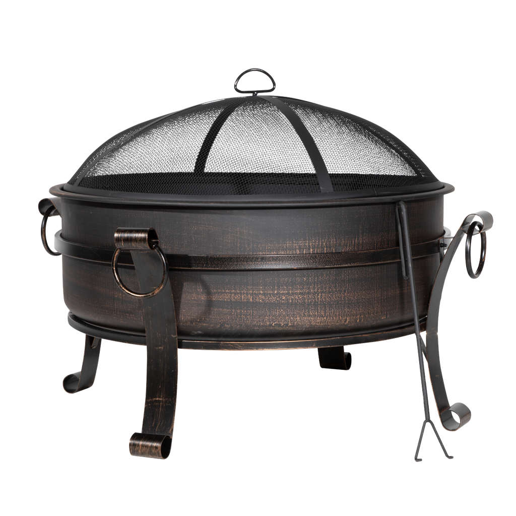 Dellonda 76cm Deluxe 2-in-1 Outdoor Fire Pit & Coffee Table Antique Bronze Effect