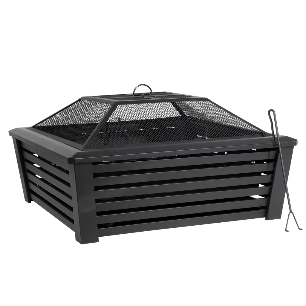 Sealey Dellonda 89cm Square Outdoor Fire Pit, Black