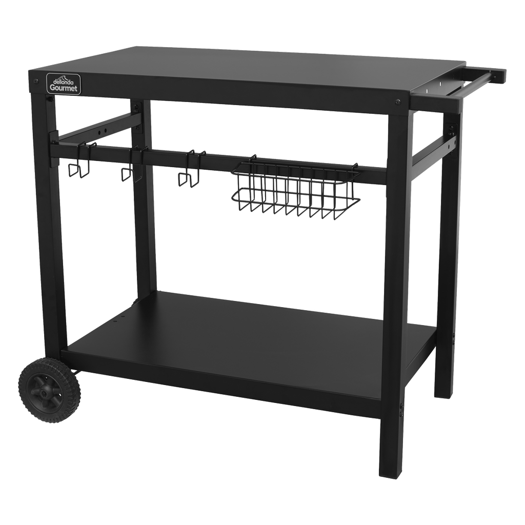 Dellonda Plancha Trolley with Utensil Holder - Black