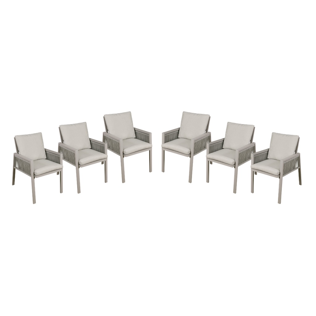 Dellonda Fusion Garden/Patio Dining Chairs with Armrests 6pc - Light Grey