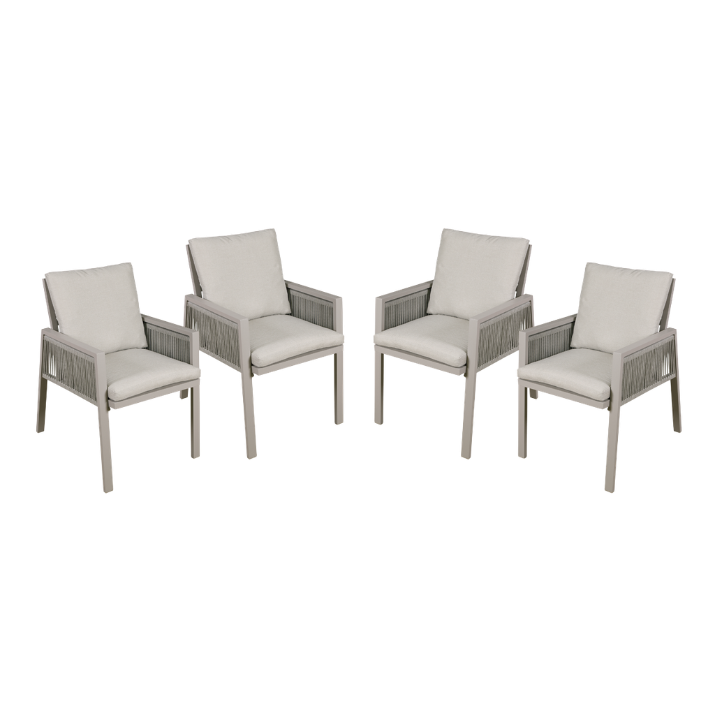 Sealey Dellonda Fusion Garden/Patio Dining Chairs with Armrests 4pc - Light Grey