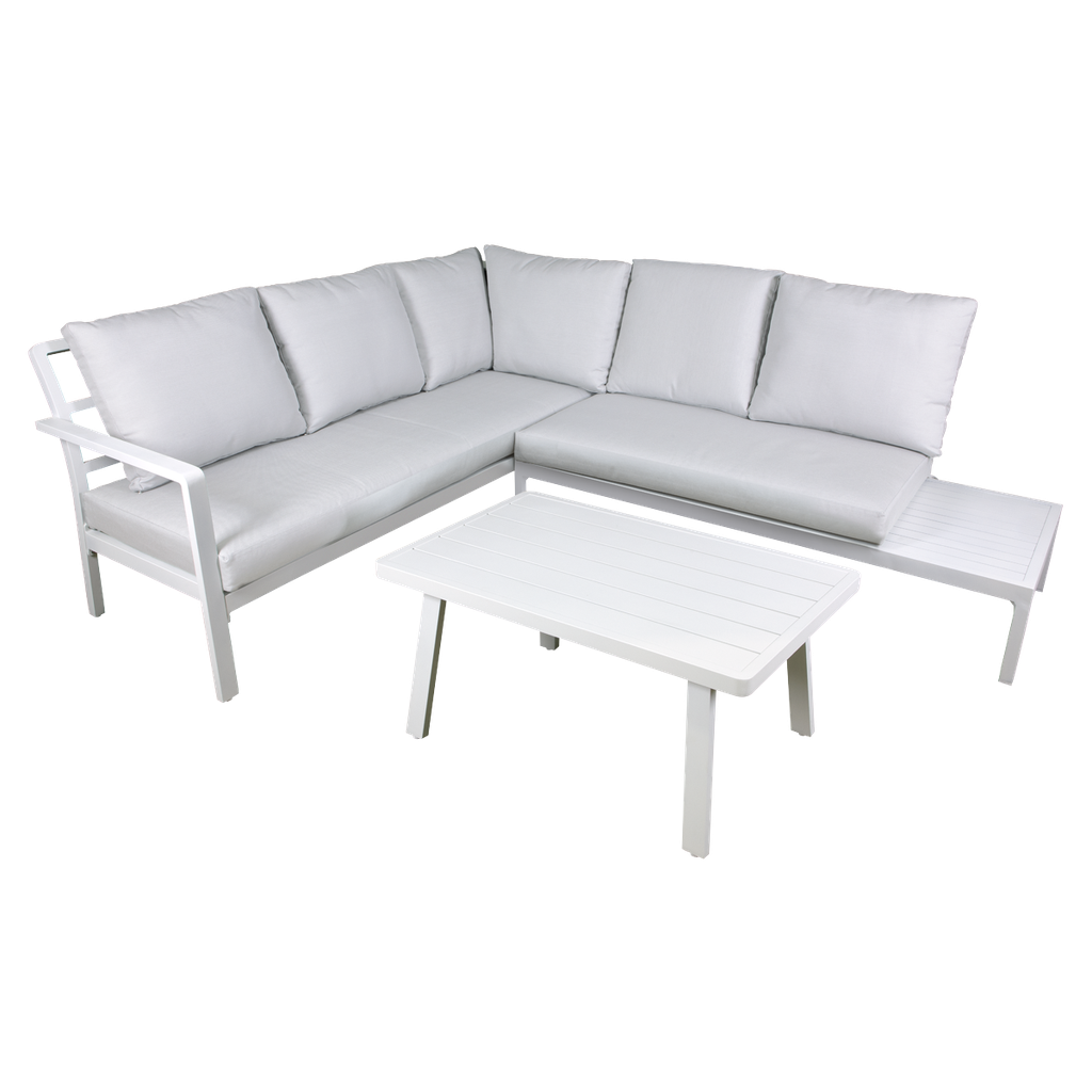 Dellonda Kyoto Aluminium Outdoor Corner Sofa & Coffee Table Set 3pc