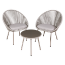 Dellonda Como Steel Bistro Set with Tempered Glass Tabletop 3pc