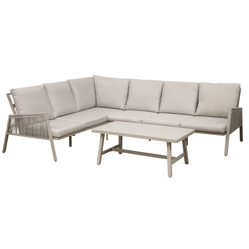 Sealey Dellonda Fusion Aluminium Outdoor Corner Sofa & Coffee Table Set 4pc