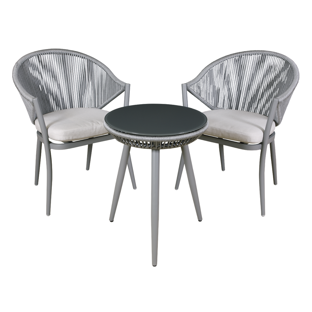 Sealey Dellonda Echo Aluminium Balcony Set with Tempered Glass Tabletop 3pc