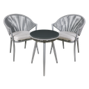 Dellonda Echo Aluminium Balcony Set with Tempered Glass Tabletop 3pc