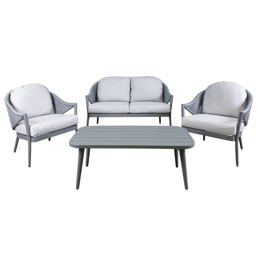 Dellonda Echo Aluminium Outdoor Sofa, Chair & Coffee Table Set 4pc