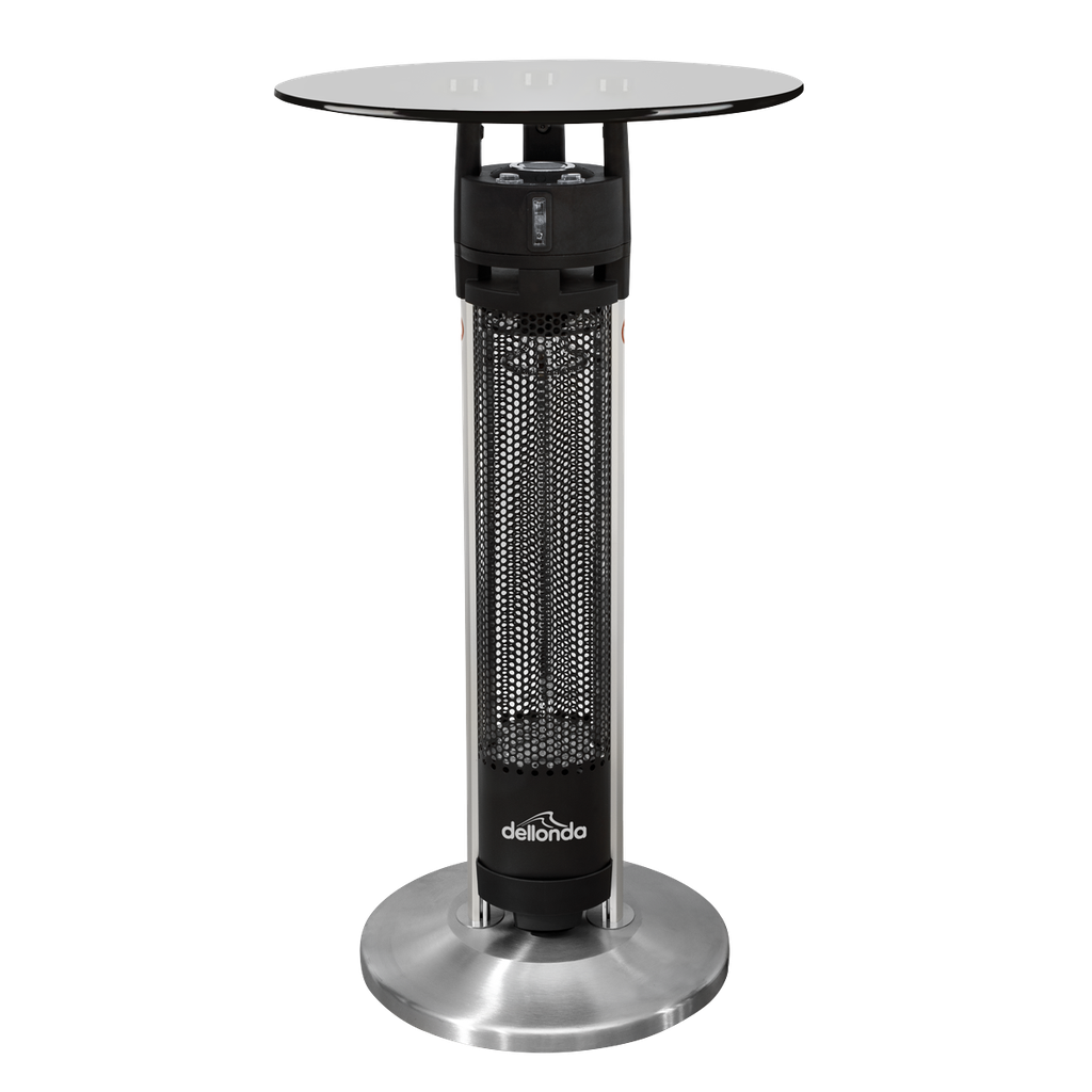 Dellonda Bistro Table with 1600W Heater, 95cm, Black/Stainless Steel