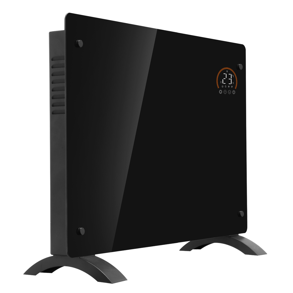 Baridi Electric Glass Panel Heater, 1500W, Thermostat Controlled 24Hr 7 Day Timer, Wi-Fi Enabled, Remote Control, Black - DH137