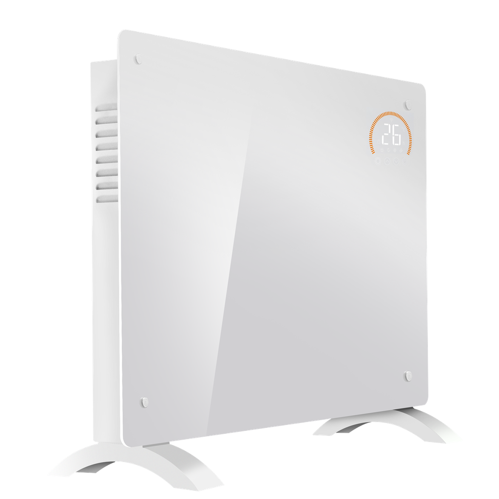 Baridi Electric Glass Panel Heater, 1500W, Thermostat Controlled 24Hr 7 Day Timer, Wi-Fi Enabled, Remote Control, White