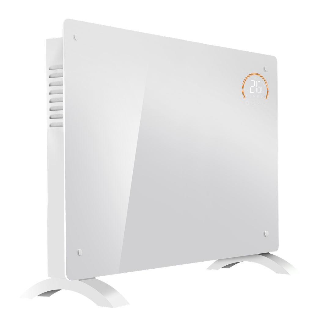 Baridi Electric Glass Panel Heater, 2000W, Thermostat Controlled 24Hr 7 Day Timer, Wi-Fi Enabled, Remote Control, White