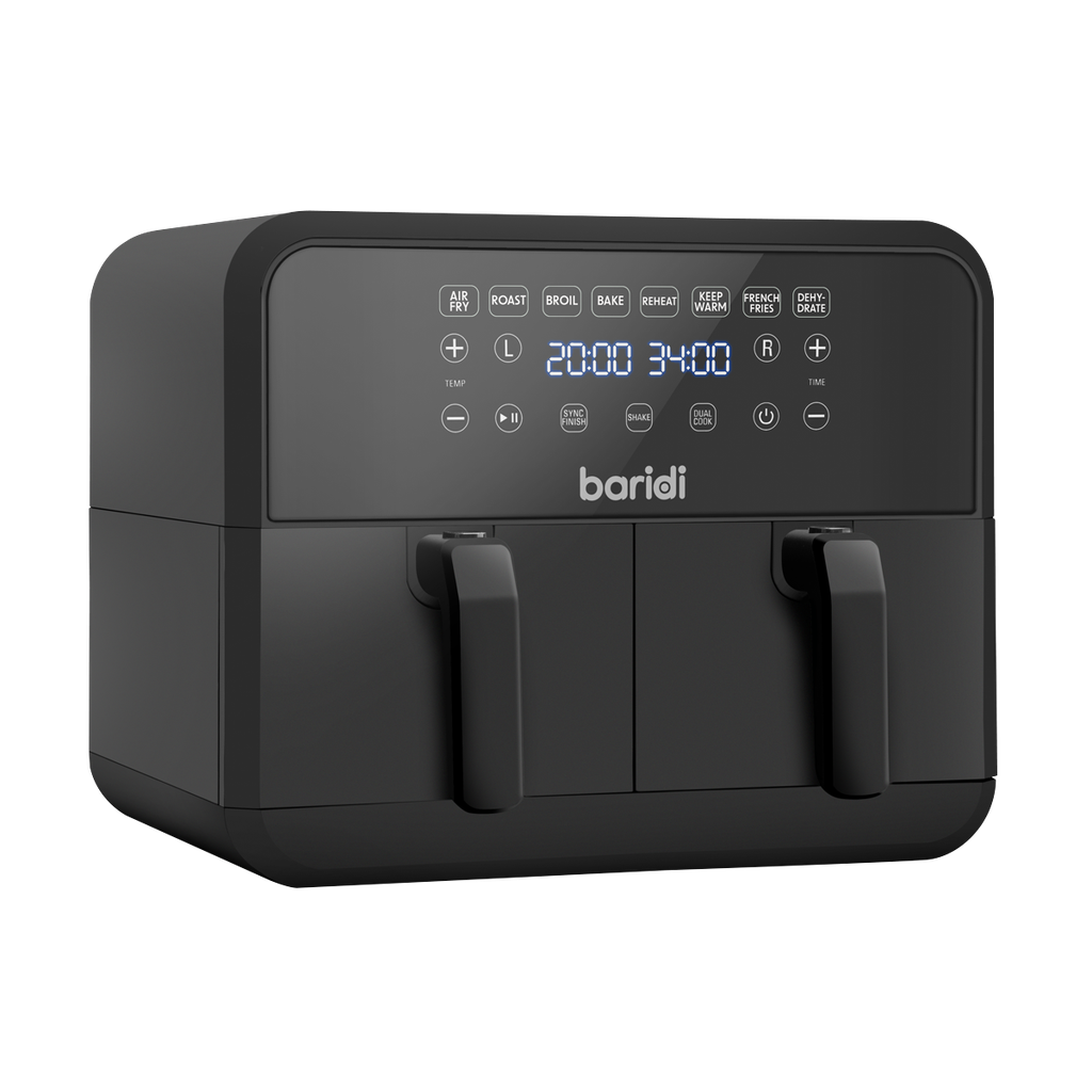 Baridi Dual Zone Air Fryer with 8 Preset Functions 8L Capacity