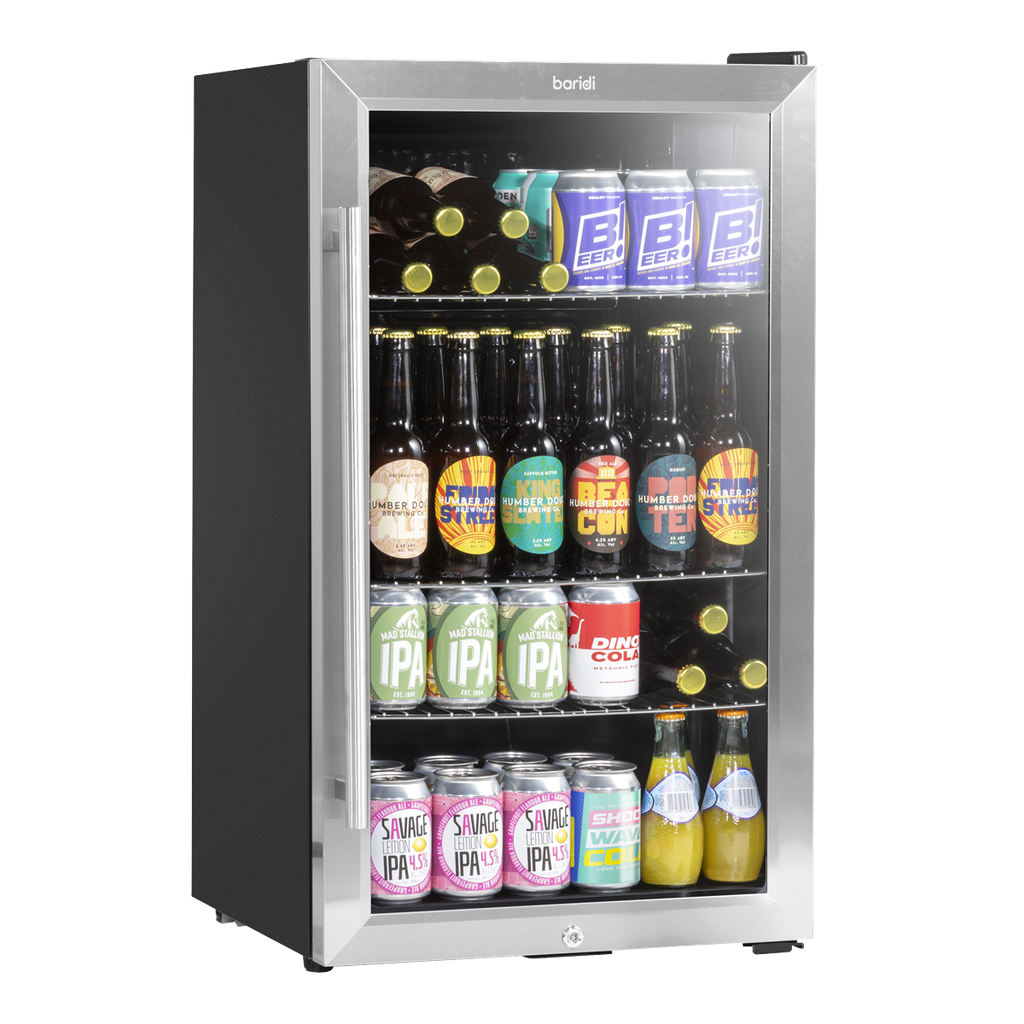 Baridi Wine, Beer & Drinks Fridge 85L Capacity - Stainless Steel