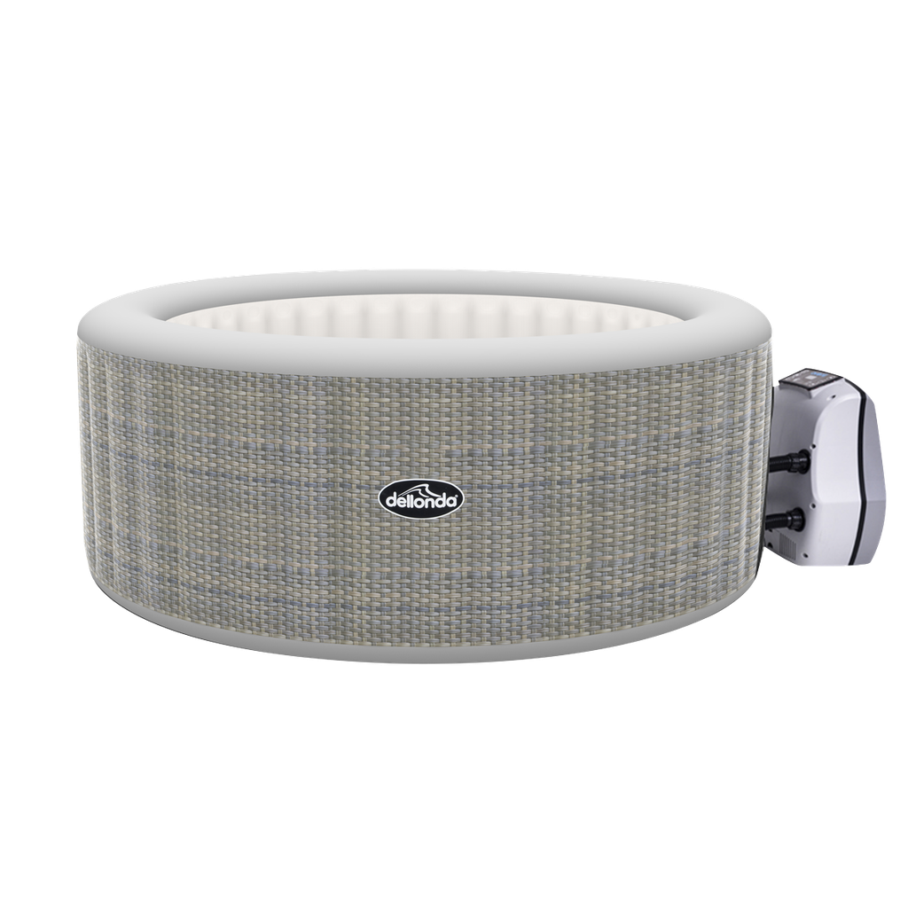 Dellonda 2-4 Person Inflatable Hot Tub/Spa with Smart Pump - Rattan Effect