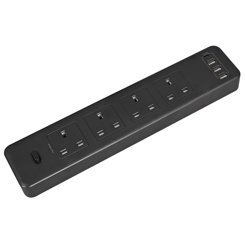 Sealey 2.6m Extension Lead with USB Ports - Black