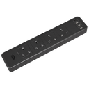 2.6m Extension Lead with USB Ports - Black